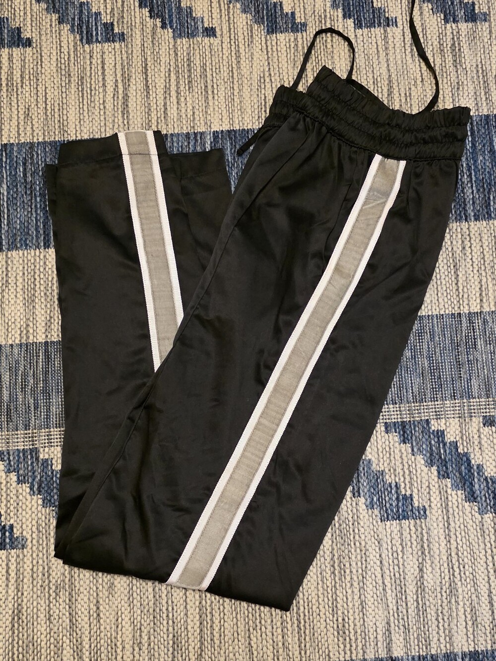 Abercrombie & Fitch Black Track Pants With Velvet Stripe + Drawstring Size XS